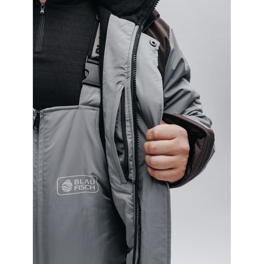 Зимняя куртка для рыбалки "Омуль", серый/черный